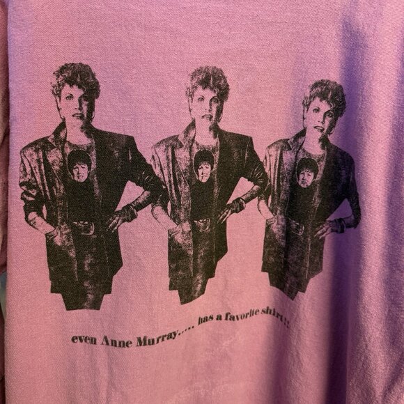 Vintage Anne Murray Sweatshirt Adult Large 23.5x27.5 Purple Cut Neck Singer Tour - Picture 3 of 10